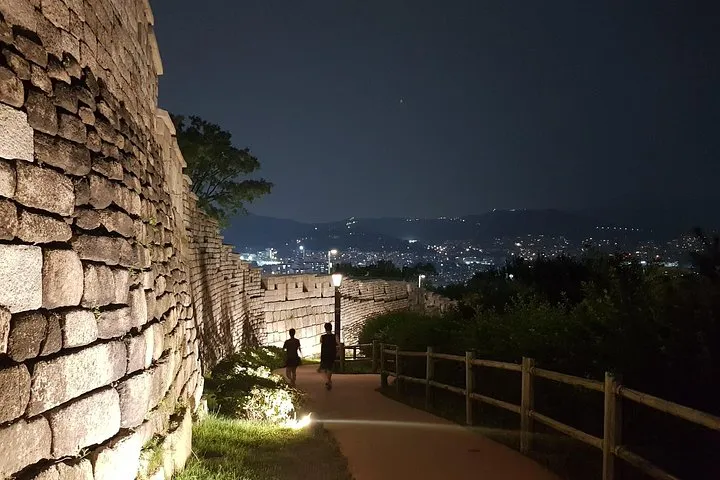 Seoul lit up at night from the old fortress wall at Naksan Park on a private evening tour with seoul private tours