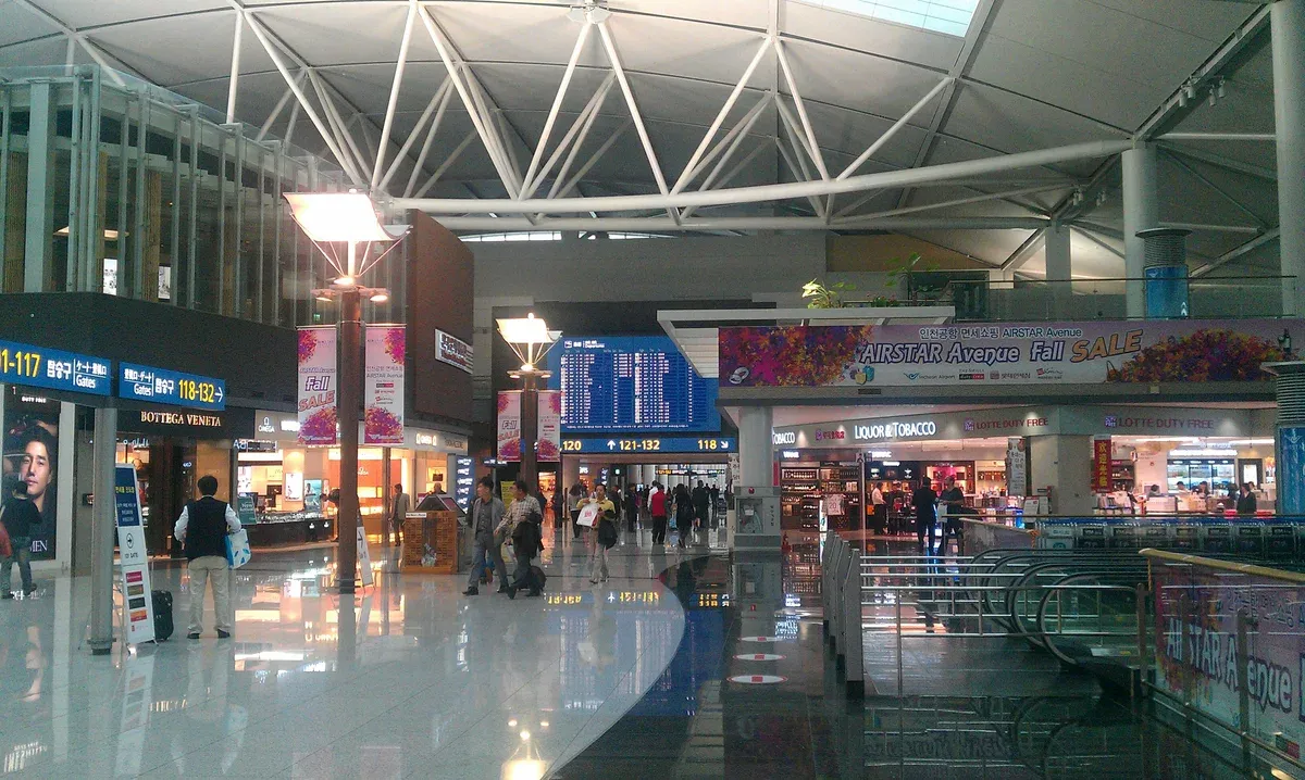 The departures hall at Incheon International Airport, the starting point of a Seoul layover tour